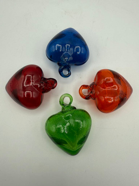 Set of 4 Blown Glass Heart Ornaments Sun Catchers /ro