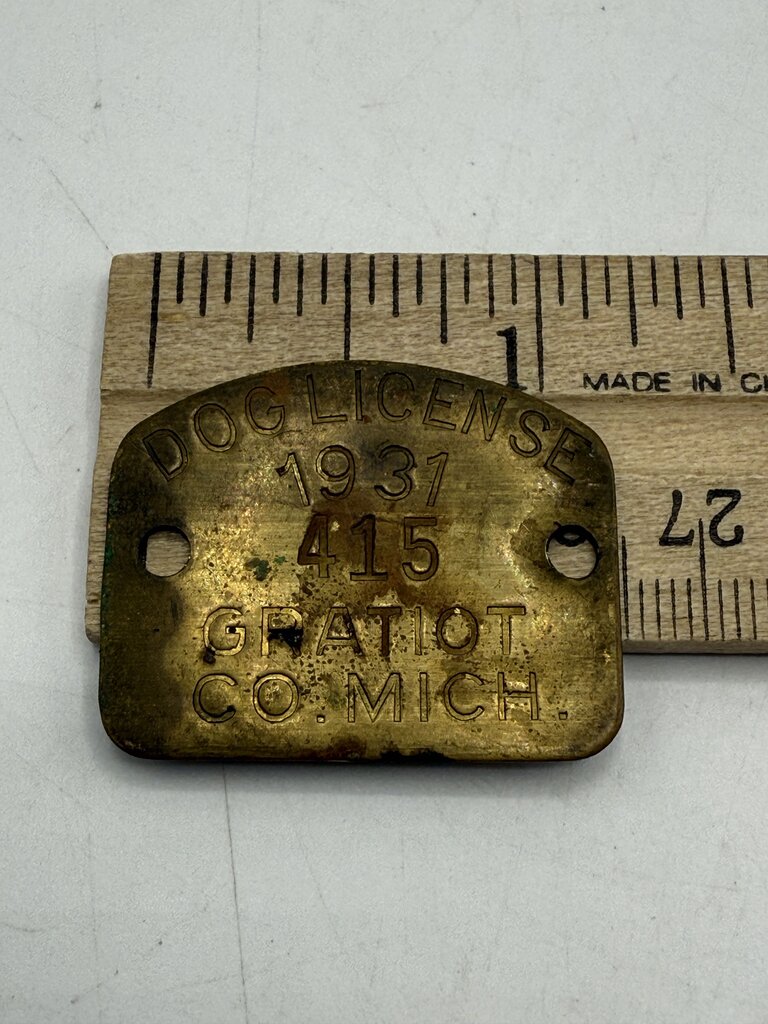 Antique 1929 Dog Tax Tag-1931 Dog License Tag Gratiot Michigan /ro