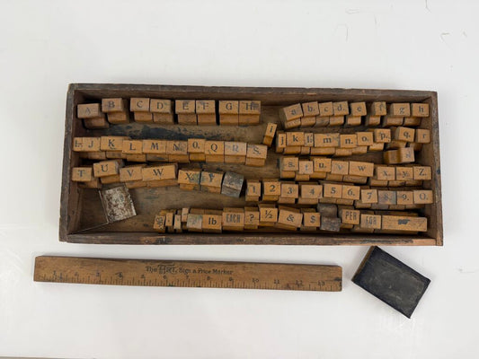 Antique The Art Sign and Price Marker Letter Stamp Set /rw