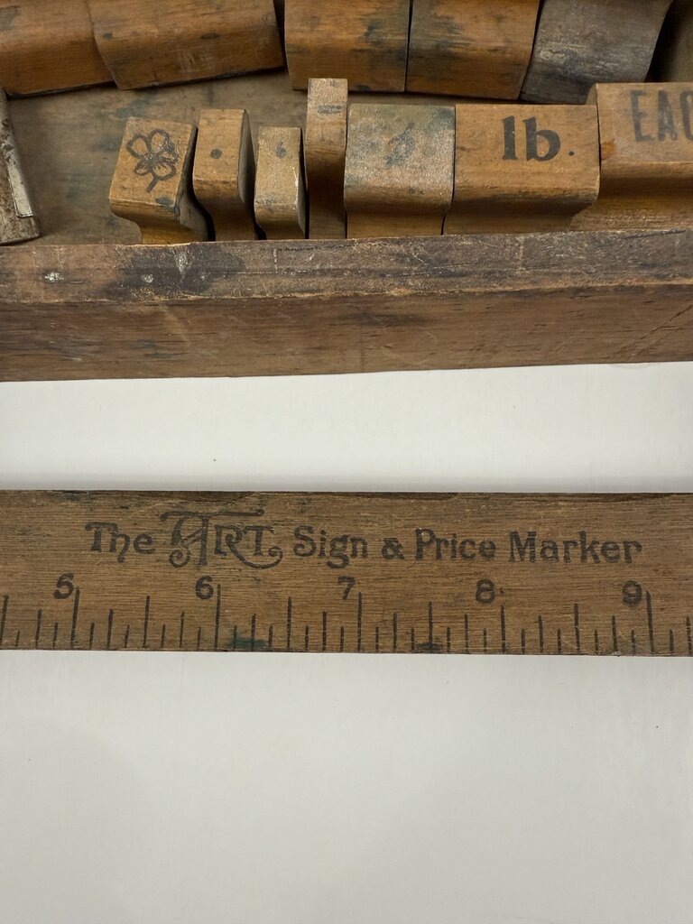 Antique The Art Sign and Price Marker Letter Stamp Set /rw