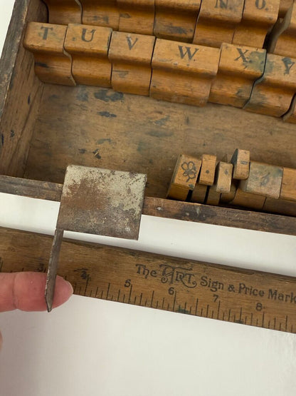 Antique The Art Sign and Price Marker Letter Stamp Set /rw