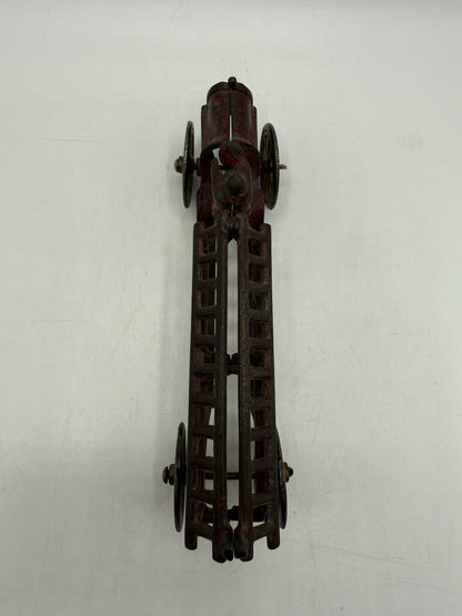 Vintage Antique Cast Iron Toy Firetruck w/Driver 7.5” /ro