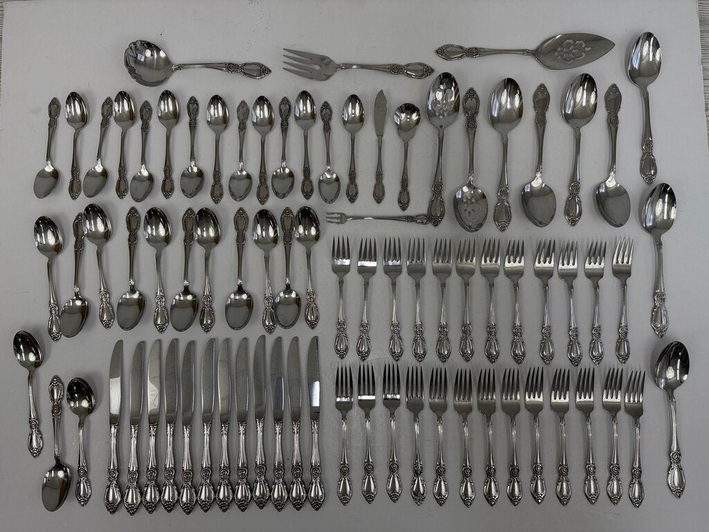Oneida Community Stainless Arbor Rose Flatware 12 Place Settings 80 Pieces /rw