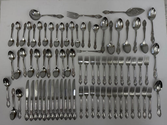 Oneida Community Stainless Arbor Rose Flatware 12 Place Settings 80 Pieces /rw