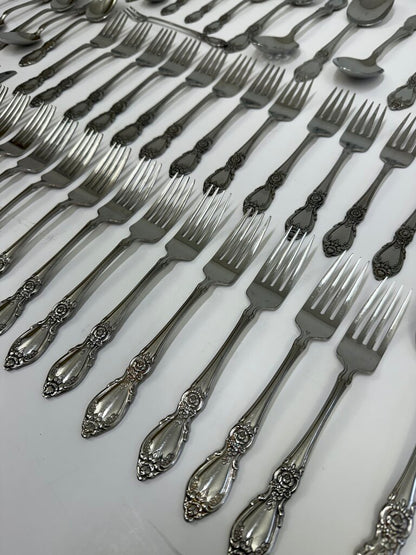Oneida Community Stainless Arbor Rose Flatware 12 Place Settings 80 Pieces /rw