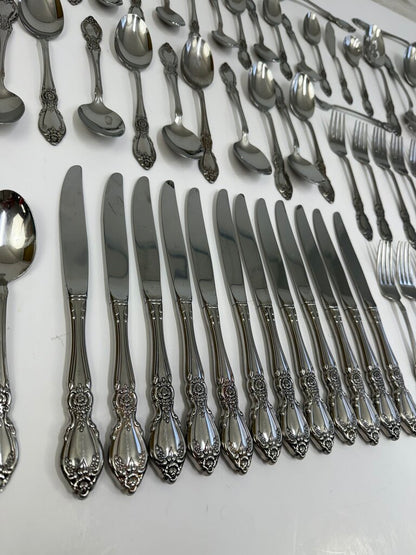 Oneida Community Stainless Arbor Rose Flatware 12 Place Settings 80 Pieces /rw