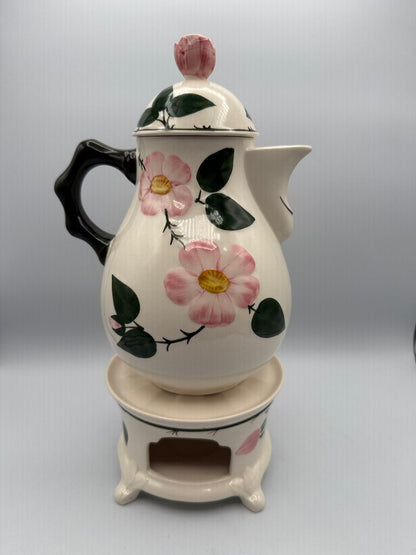 Villeroy & Boch Coffee Pot, Lid & Warmer Stand Wild Rose Pattern /roh
