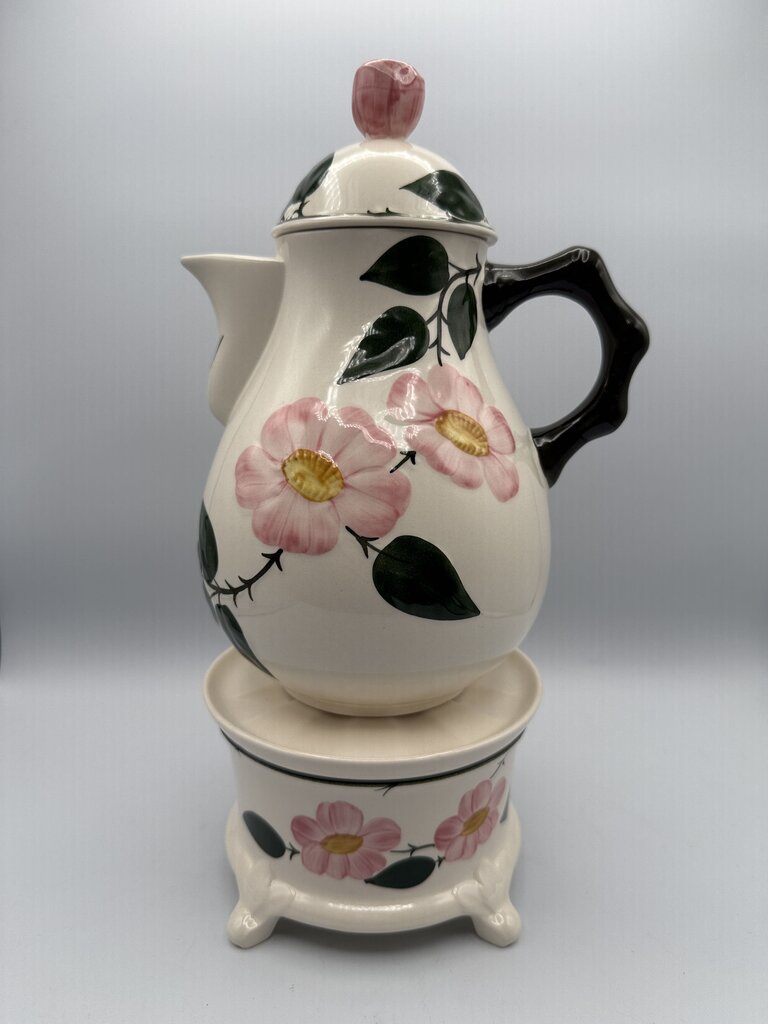 Villeroy & Boch Coffee Pot, Lid & Warmer Stand Wild Rose Pattern /roh