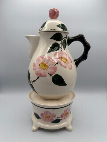 Villeroy & Boch Coffee Pot, Lid & Warmer Stand Wild Rose Pattern /roh