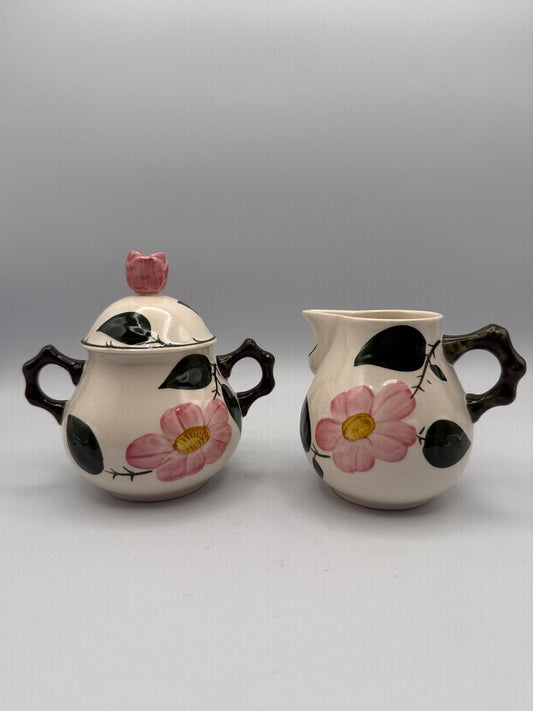 Villeroy & Boch Wild Rose pattern Sugar Bowl w/lid and Creamer /roh