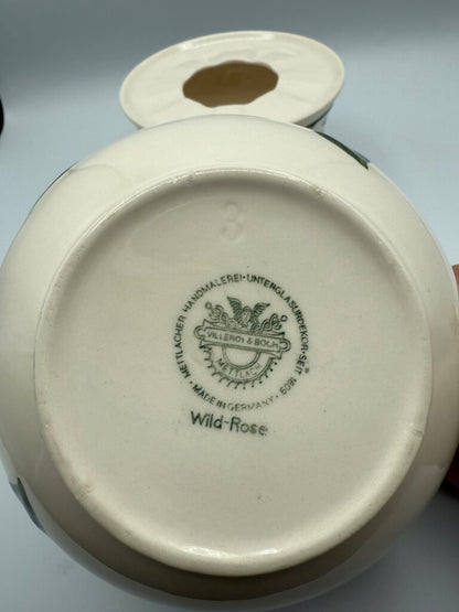 Villeroy & Boch Wild Rose Pattern Tea Pot, Lid & Warmer Stand /roh