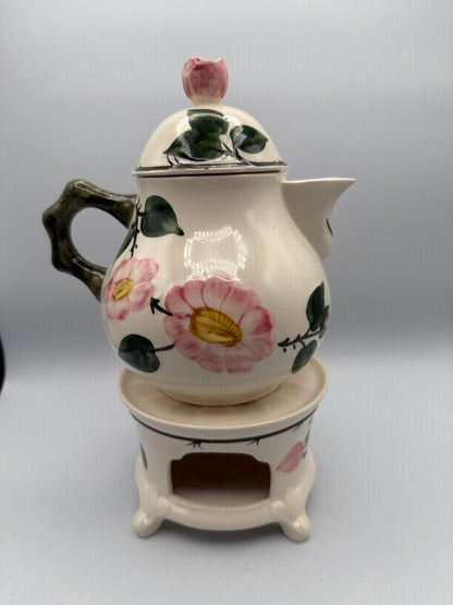 Villeroy & Boch Wild Rose Pattern Tea Pot, Lid & Warmer Stand /roh