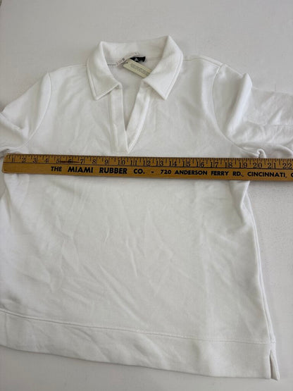 Talbots Womens White Collar Sweatshirt Short Sleeve Large NWT /rb
