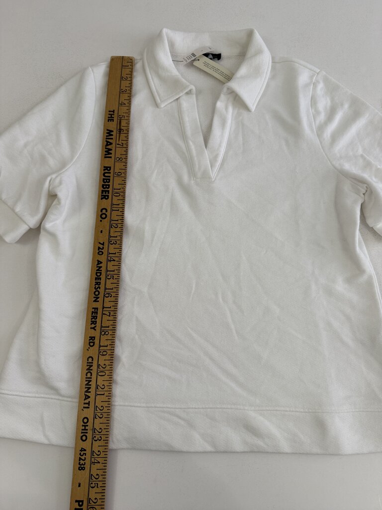 Talbots Womens White Collar Sweatshirt Short Sleeve Large NWT /rb