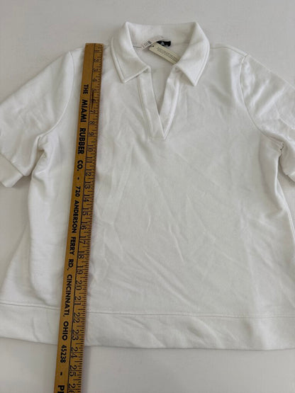 Talbots Womens White Collar Sweatshirt Short Sleeve Large NWT /rb