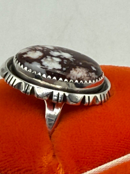 Artisan Signed B Piaso Jr. Brown/White Jasper Sterling Ring Size 9 /ro