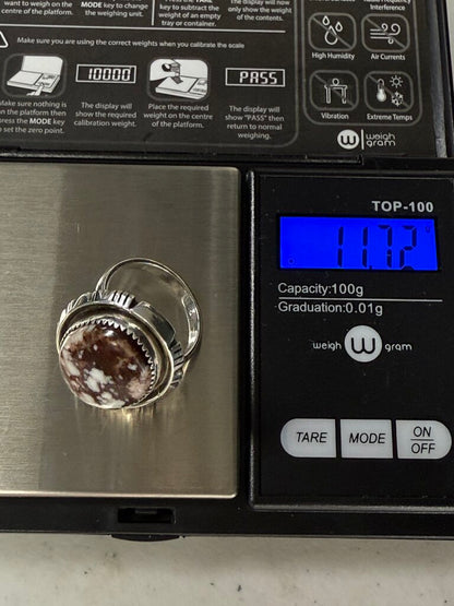 Artisan Signed B Piaso Jr. Brown/White Jasper Sterling Ring Size 9 /ro