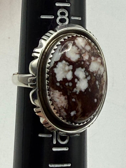 Artisan Signed B Piaso Jr. Brown/White Jasper Sterling Ring Size 9 /ro