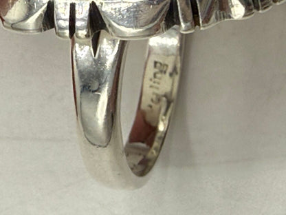 Artisan Signed B Piaso Jr. Brown/White Jasper Sterling Ring Size 9 /ro