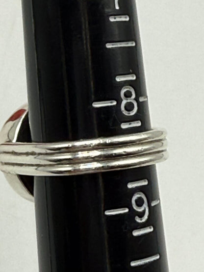 Artisan Signed Sterling Silver Ring Black/White Stone Size 8.5 /ro