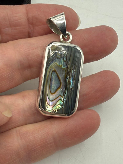 Abalone Shell Sterling Silver Pendant & Pierced Dangle Earrings /ro
