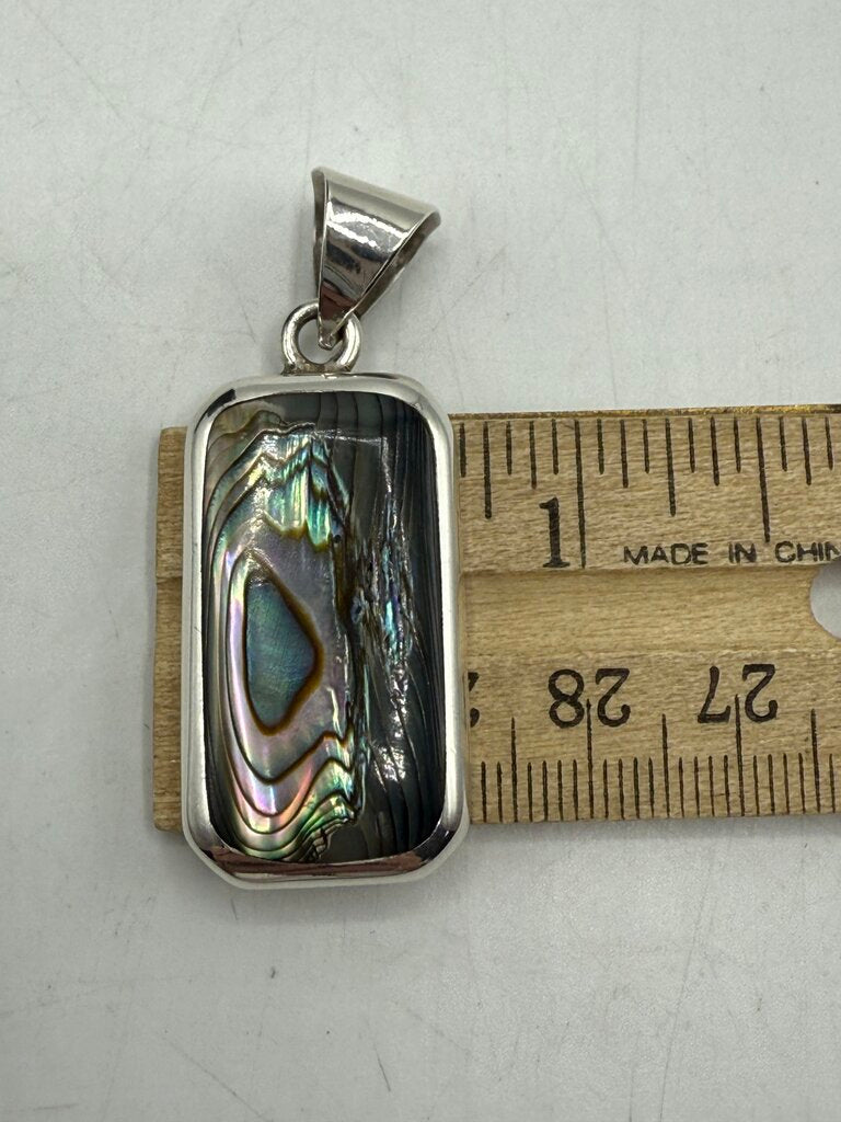 Abalone Shell Sterling Silver Pendant & Pierced Dangle Earrings /ro