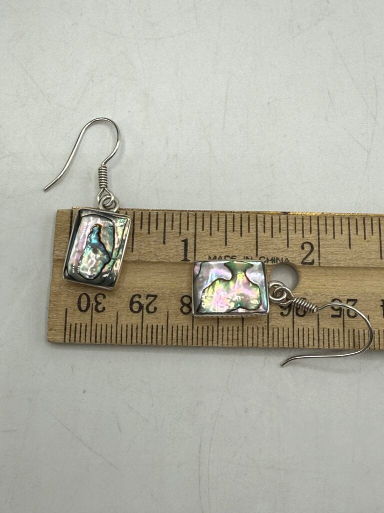 Abalone Shell Sterling Silver Pendant & Pierced Dangle Earrings /ro