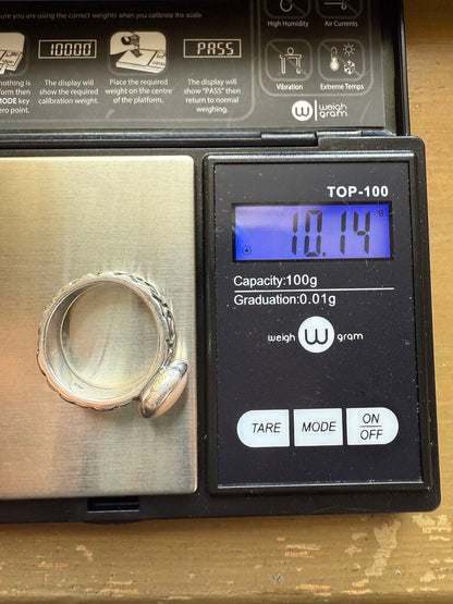 Scrolled Sterling Silver Pink Shell Cabochon Ring Size 9.5 /ro.