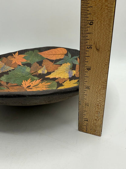 Petrified Forest Pottery Multi Leaf Handmade Bowl Signed /ro