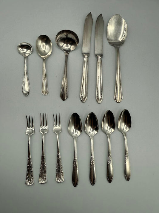Lot of 13 Silver Plate Petite Serving Utensils /ro