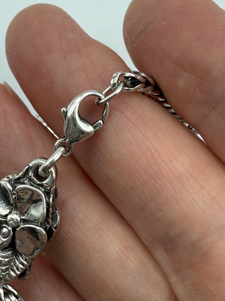 Pandora Snake Chain Bracelet w/ 9 Dangle Charms Sterling /ro