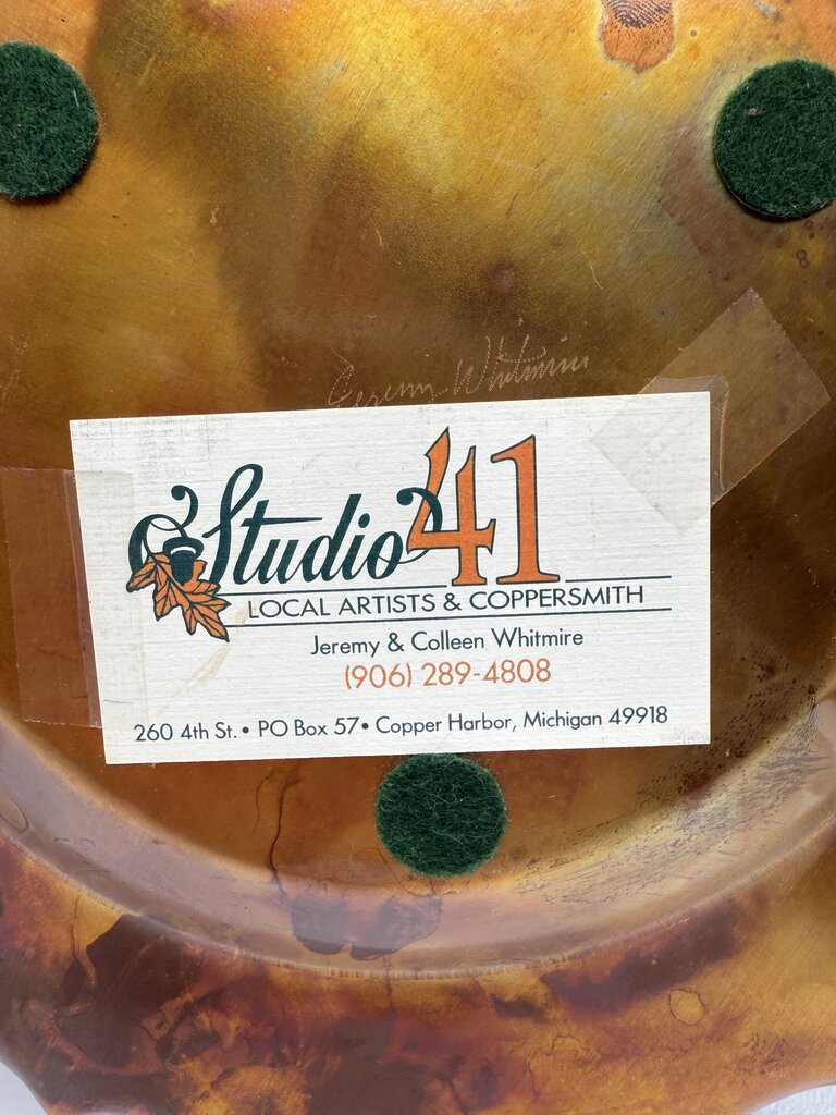 Handmade Scalloped Edge Copper Plate 12” Artist Signed /rw