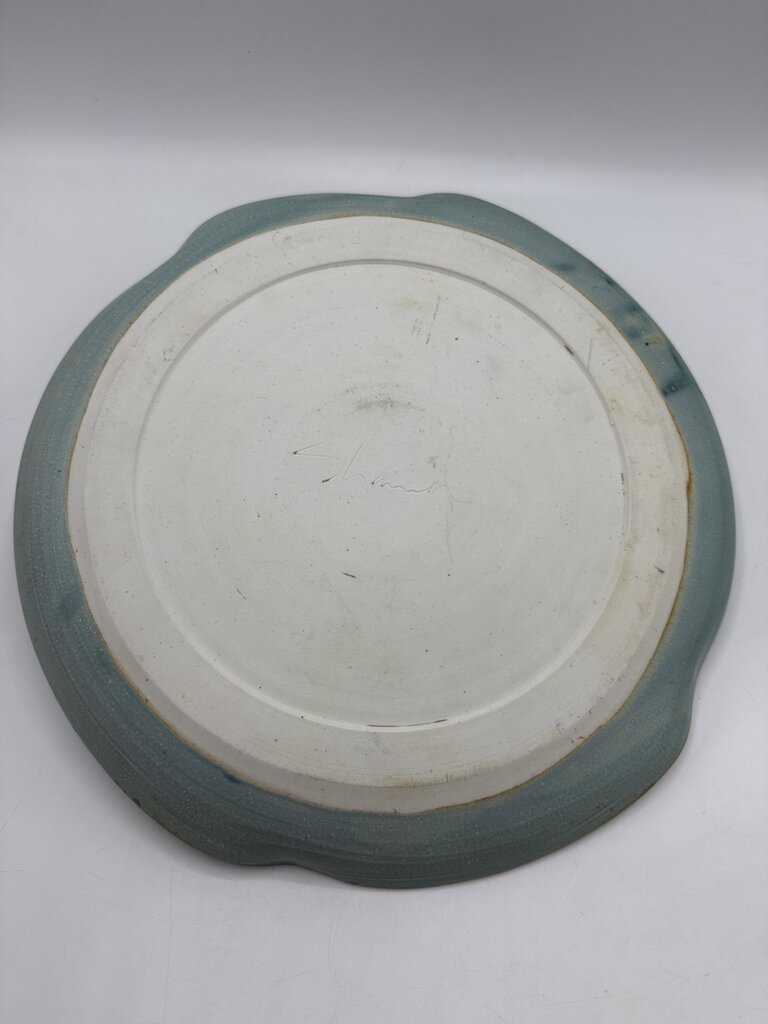 Handmade Pottery Tray w/Attached Bowl Charcuterie 12” Dia /rw