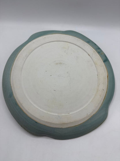 Handmade Pottery Tray w/Attached Bowl Charcuterie 12” Dia /rw