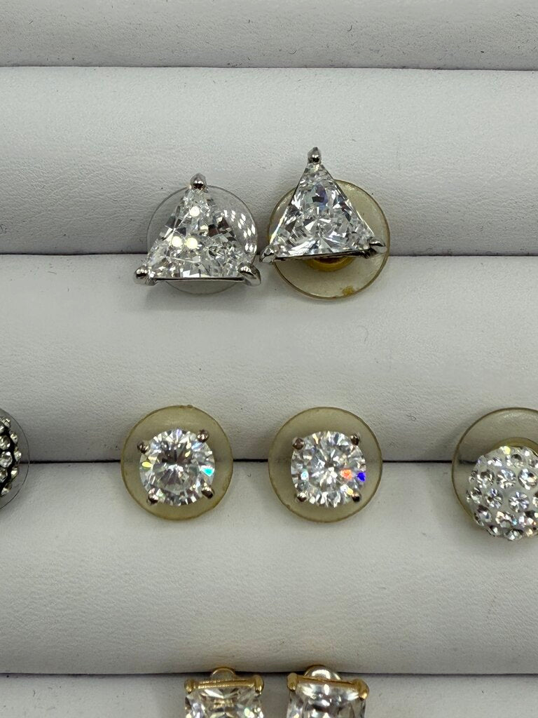 Sparkly Rhinestone Post Pierced Earrings 5 pairs /ro