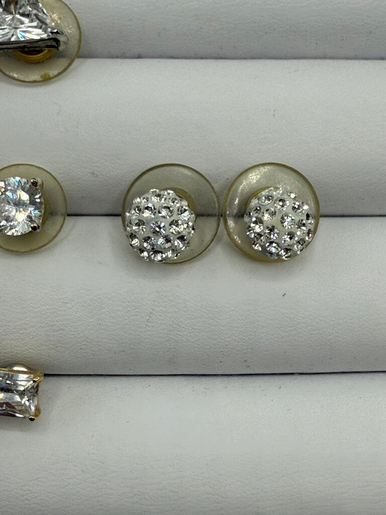 Sparkly Rhinestone Post Pierced Earrings 5 pairs /ro