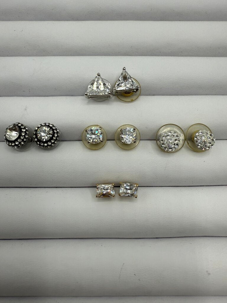 Sparkly Rhinestone Post Pierced Earrings 5 pairs /ro