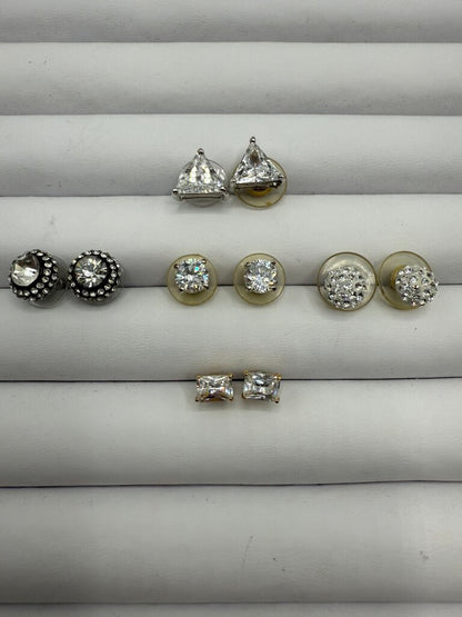 Sparkly Rhinestone Post Pierced Earrings 5 pairs /ro