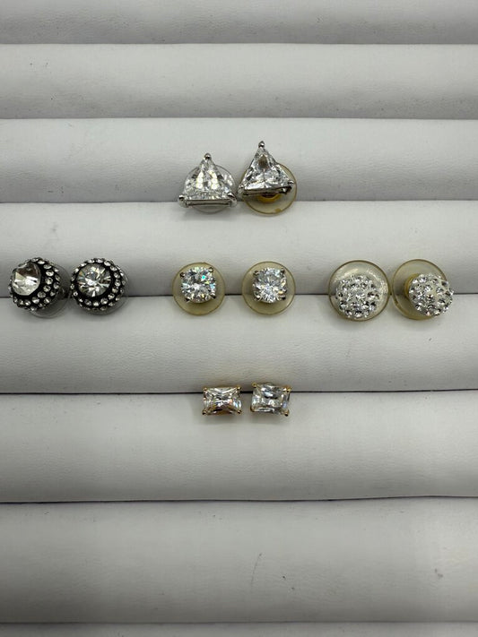 Sparkly Rhinestone Post Pierced Earrings 5 pairs /ro