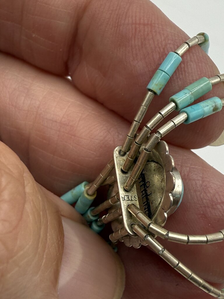 Southwest Native American Liquid Sterling Silver & Concho Turquoise Bracelet /ro