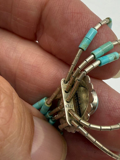 Southwest Native American Liquid Sterling Silver & Concho Turquoise Bracelet /ro