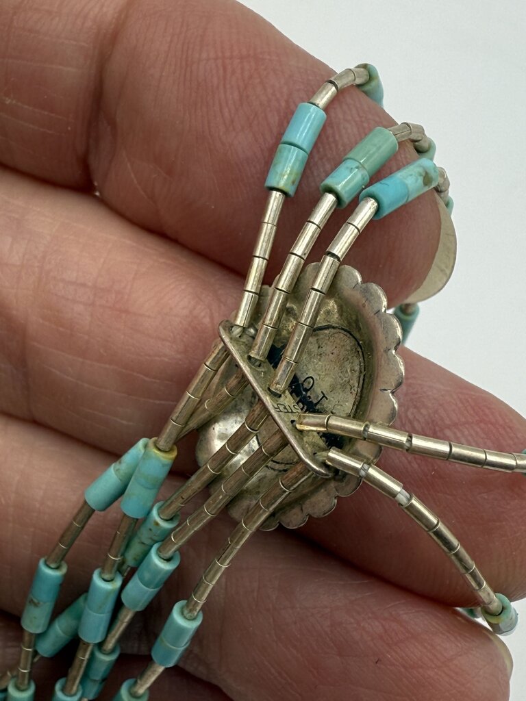 Southwest Native American Liquid Sterling Silver & Concho Turquoise Bracelet /ro