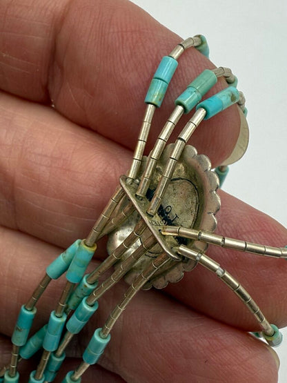 Southwest Native American Liquid Sterling Silver & Concho Turquoise Bracelet /ro