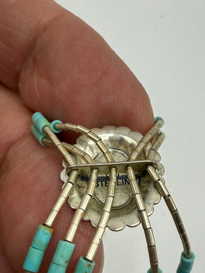 Southwest Native American Liquid Sterling Silver & Concho Turquoise Bracelet /ro
