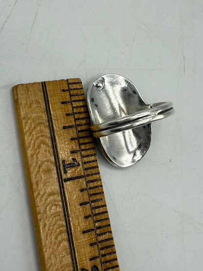 VTG Native American Sterling Silver Turquoise Coral Ring Sz. 7.25 /ro