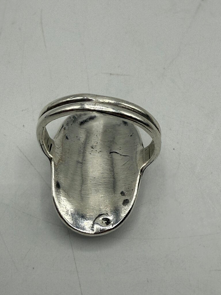 VTG Native American Sterling Silver Turquoise Coral Ring Sz. 7.25 /ro