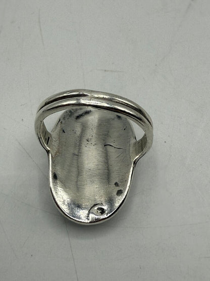 VTG Native American Sterling Silver Turquoise Coral Ring Sz. 7.25 /ro