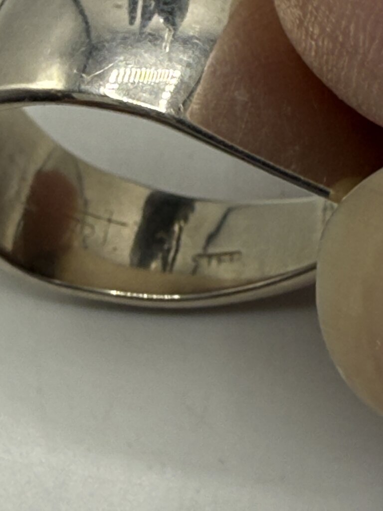 Asymmetrical Sterling Silver Black Onyx Ball Ring Size 6 /ro