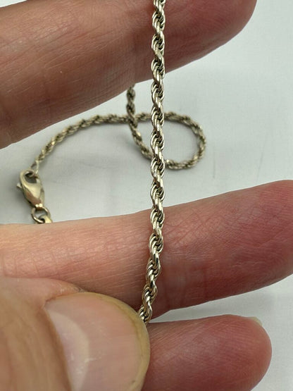 Sterling Silver Twisted Rope Chain Ankle Bracelet 9.5” Italy /ro
