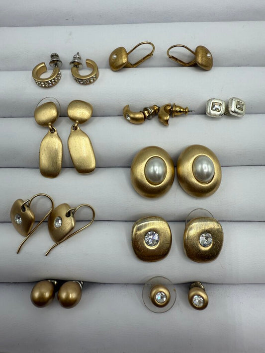 VTG Roberta Chairella Lot of 10 Pierced Earrings Gold/Silver Tone /ro